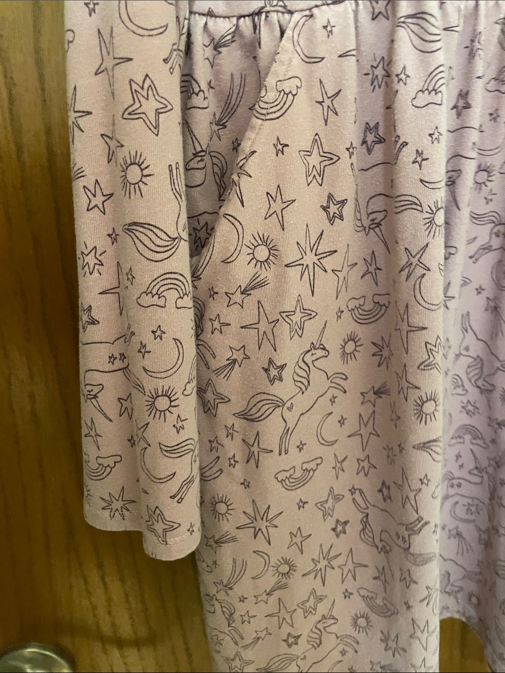 wonder nation Large (10-12) Plus Purple Unicorn Print Long Sleeve Dress Pockets - Picture 4 of 11